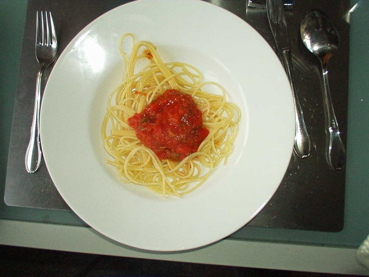 Die Spaghetti auf dem Teller